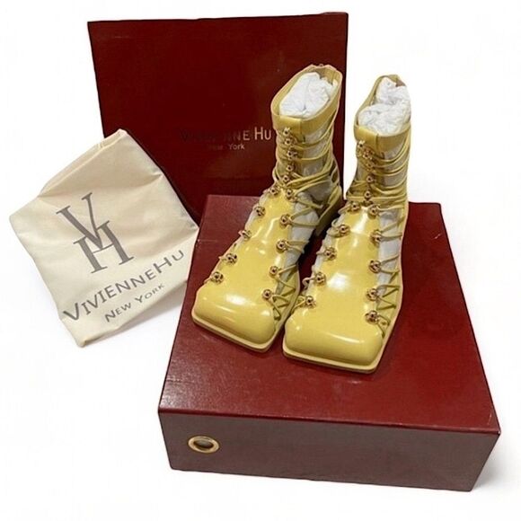 VHNY Shoes - VHNY Vivienne Hu Lemon Studded Leather Straps Ankle Boots 7